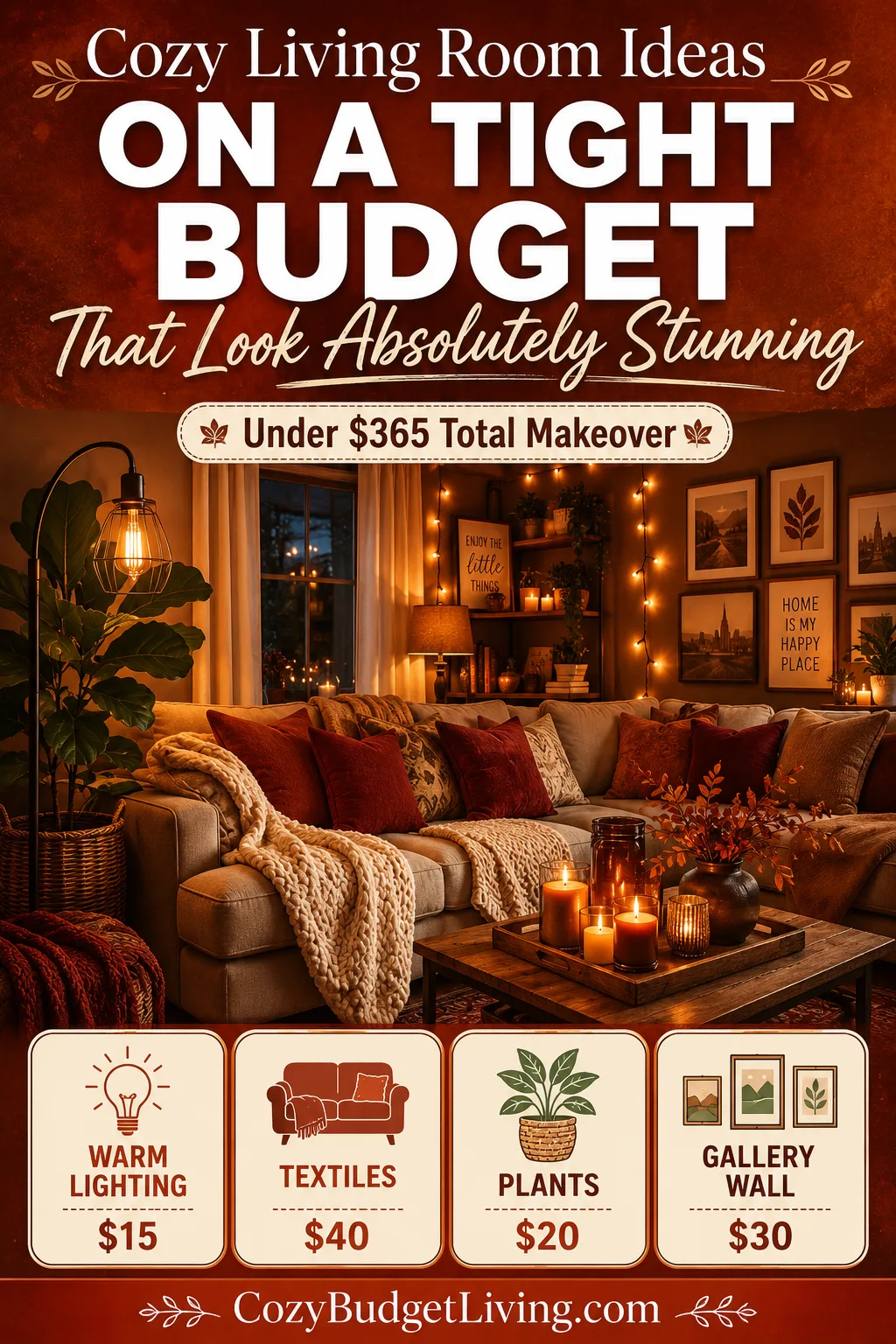 cozy living room ideas on a tight budget that look absolutely stunning - affordable living room decorating tips for Americans