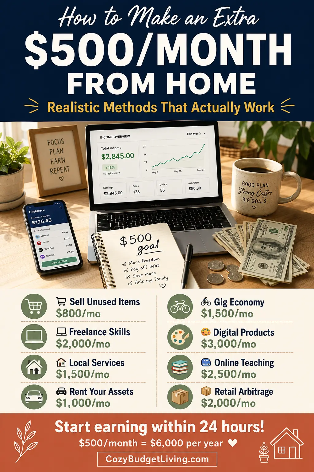 how to make extra $500 a month from home realistic methods that actually work - extra income ideas for everyday Americans
