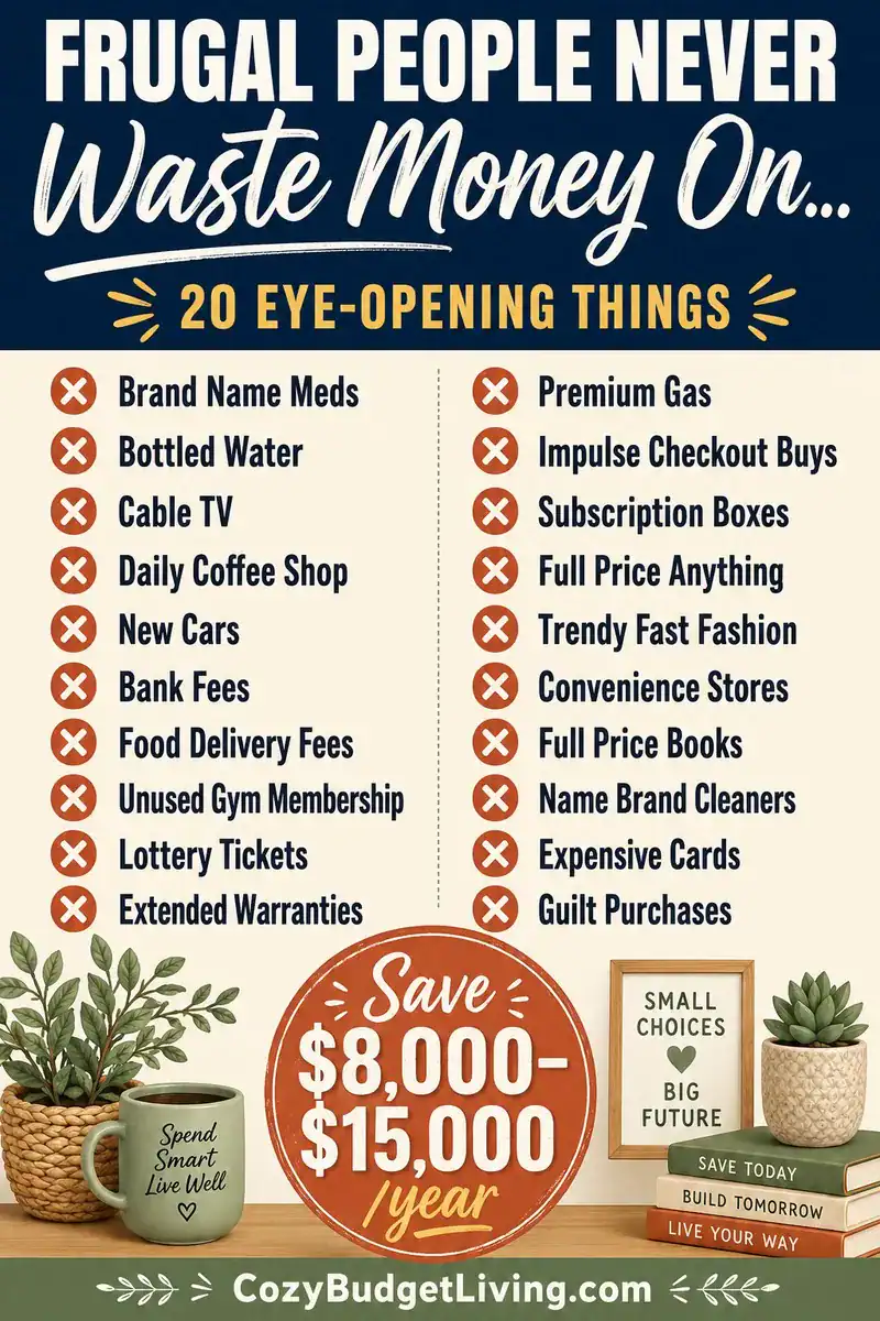 20 things frugal people never waste money on - frugal living tips that save $8000 to $15000 every year