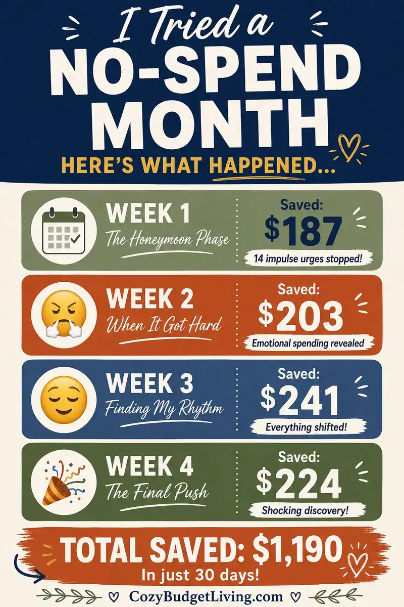 I tried a no spend month here's what happened - saved $1190 in 30 days honest results